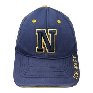 Letter N U.S. Navy Strapback Hat Blue One Size Adjustable Embroidered